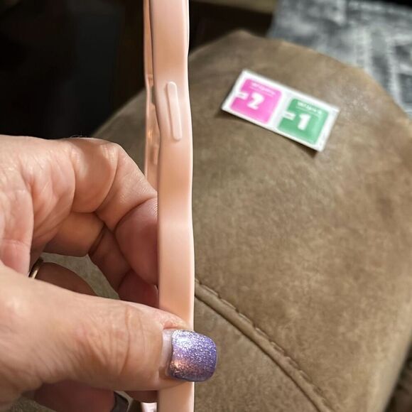 iPhone 14 Plus Case‎ Clear Curly Wave Frame  Shockproof Protective Cover Pink - Picture 6 of 10